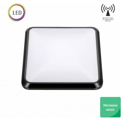 Mitea Lighting M271-B - LED плафон квадратен с микровълнов сензор, 12W, 850lm, 6000K, IP20, черен
