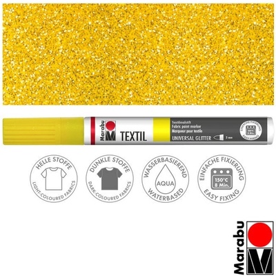 Fix na textil s glitrem Marabu 3 mm žlutý