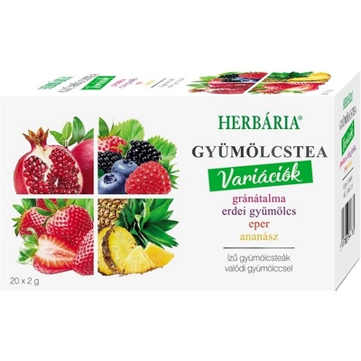 Herbária Variácie ovocných čajov granátové jablko lesné ovocie jahoda ananás 20 ks