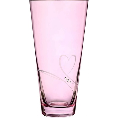 Diamante sklenená váza Romance Pink Conical s kryštálmi Swarovski 25 cm