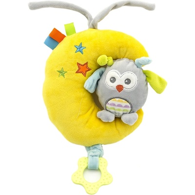 Teddies měsíček se sovou chrastítko hrající nad postýlku plyš na kartě v sáčku