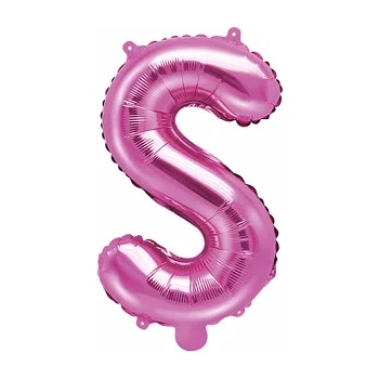 PartyDeco Балон от фолио Mini - Буква S 35см розов