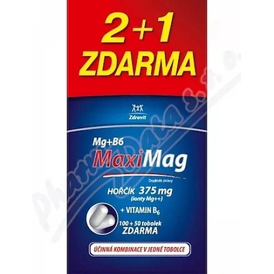 MaxiMag Hořčík 375mg+B6 100+50 tabliet