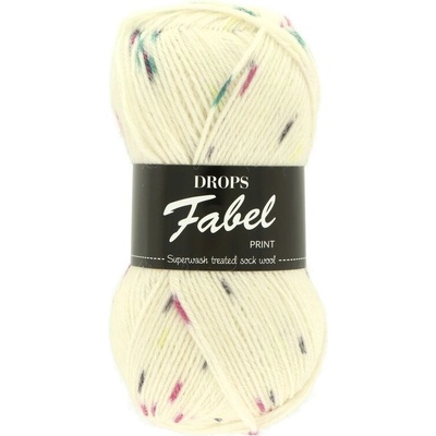 Drops Fabel Print 925 krémová s ružovou, tyrkysovou a čiernou