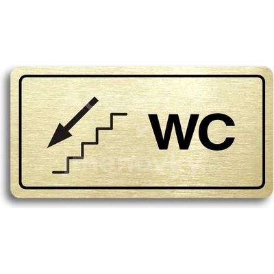 ACCEPT Piktogram WC VLEVO DOLŮ - zlatá tabulka - černý tisk