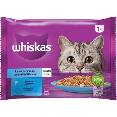 Whiskas rybí pochoutky s lososem a tuňákem v želé 4 x 85 g