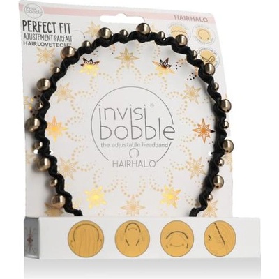 Invisibobble Hairhalo Time To Shine лента за глава със златни мъниста цвят черен