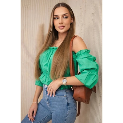 Kesi španělská halenka Kenzie s odhalenými rameny zelená