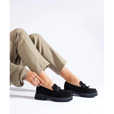 Goodin Jedinečné černé dámské mokasíny bez podpatku