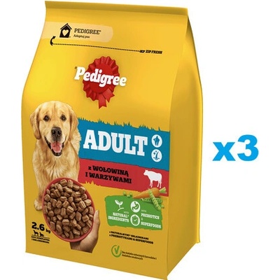 Pedigree Adult Medium and Large hovězí a zelenina 3 x 2,6 kg