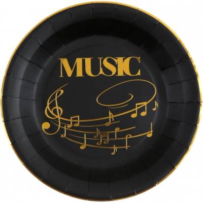 Santex Хартиени чинии - Музика, черно
