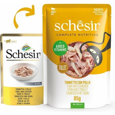 Schesir Cat Complete tuňák s kuřetem v želé 12 x 85 g