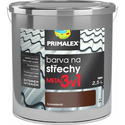 PRIMALEX barva na střechy Metal 3v1 2,5L červenohnědá