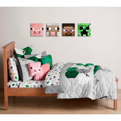 Minecraft obraz - Najlepšie postavičky na plátne - Steve, Creeper, Sheep, Pig - 40x40 cm