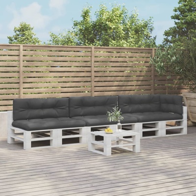 vidaXL Палетни възглавници, 7 бр, черни, текстил (3217149)