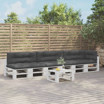 vidaXL Палетни възглавници, 7 бр, черни, текстил (3217149)