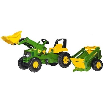 Rolly Toys Šliapací traktor Rolly Junior John Deere s nakladačom a vlečkou