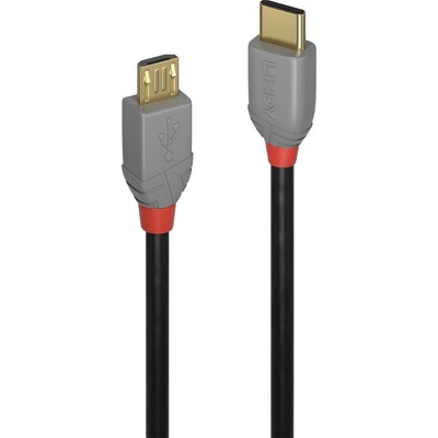 Lindy 36891 USB, USB 2.0 USB-C ™ zástrčka, USB Micro-B zástrčka, 1m, černý, sivý