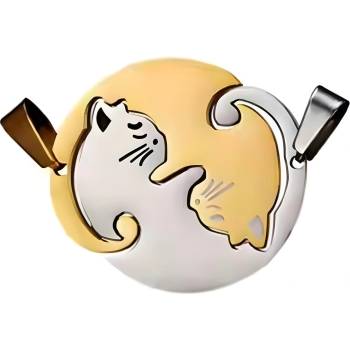 HARAHU Висулка на верижка Double Cat - Circle / Златна KP34540 (34540)