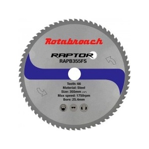 Rotabroach Циркулярен диск 355 mm (25.4) 66T (x2.4) за стомана Raptor (638)