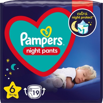 Pampers Night Pants Size 6 еднократни пелени гащички за нощ 15+ kg 19 бр