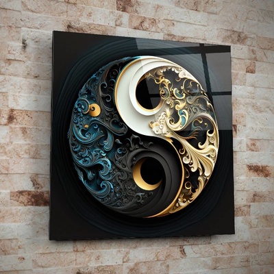 Art gift Стъклено арт пано Ин и Ян - баланс и хармония в интериора