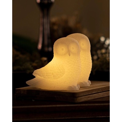 SIRIUS LED sviečka sova, biela, sada 2 kusy, 10 cm