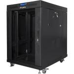 Lanberg Комуникационен шкаф, Lanberg rack cabinet 19" free-standing 15U/800x1000 (flat pack) with glass door lcd black v2 (FF01-8015-12BL) - megamag