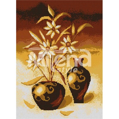 Milena Style Кафяви вази - гоблен със схема конци dmc 1: 4