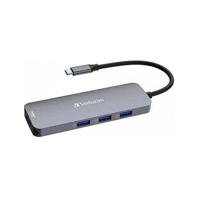 32151 USB C (3.2) хъб 8-порт, дължина на кабела 15 см, 1x USB C, 3x USB A, 2x HDMI, 1x SD 3.0, сив (32151)
