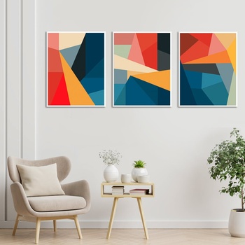 Decono Картини Абстракт в Синьо и Оранжево