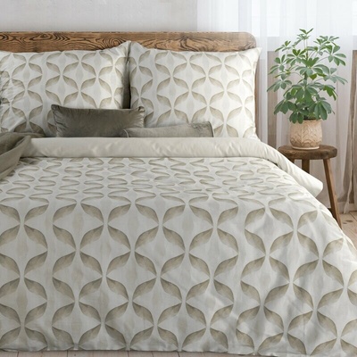 Takoy Obliečky 160x200 cm 3-dielna súprava bavlnený satén farba béžová, krémová zdobené geometrickým motívom SPRING 103-HF-484789 | 160 x 200 cm