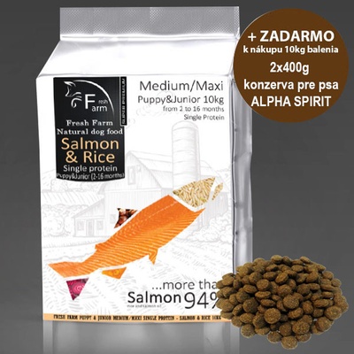 Fresh Farm Puppy&Junior Single Protein Medium&Maxi Salmon & Rice 10 kg