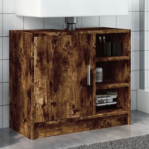 vidaXL Долен шкаф за мивка, опушен дъб, 63x29x55 см, инженерно дърво (848133)