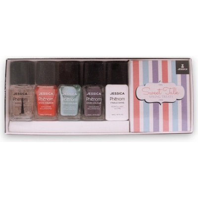 Jessica Комплект Sweet Talk Jessica: Phenom Vivid Colour лак за нокти PHEN-079 U Had Me At Hello 14 ml + Phenom Vivid Colour лак за нокти PHEN-080 Smooth Talker 14 ml + Phenom Vivid Colour горно покритие лак за нокти PHEN-000 Finale Shine 15 ml + Phenom V