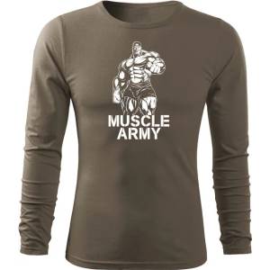 DRAGOWA FIT-T Тениска с дълъг ръкав Muscle Army Man, маслиненозелена, 160 г/м2 (5650)
