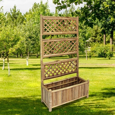 VidaXL Vyvýšený záhon s treláží bambus 40 cm