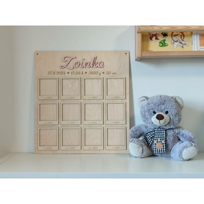 D-decor dřevěná deska Můj první rok se jménem a údaji o narození
