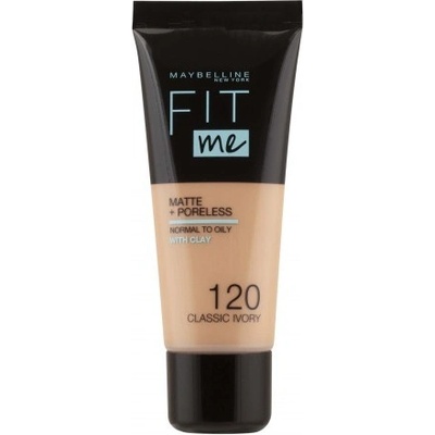 Maybelline Fit Me! Matte + Poreless sjednocující makeup s matujícím efektem 120 classic ivory 30 ml – Sleviste.cz