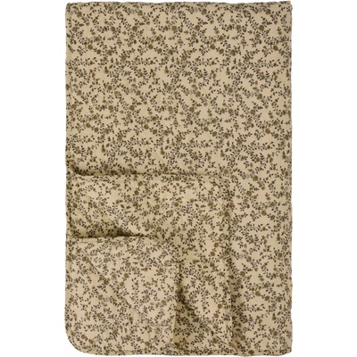 Ib Laursen Prošívaný přehoz Cream /brown flower vines 130 × 180 cm, béžová barva, textil