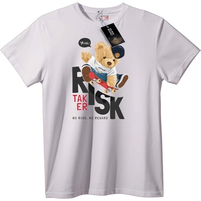 NOONEBRAND Тениска Мечка скейтбордист - 7XL, White