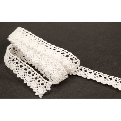 Bavlnená paličkovaná čipka - biela - šírka 1,8 cm