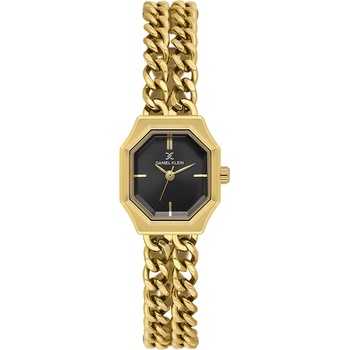 Daniel Klein DK. 1.13964-2 Premium, Дамски часовник- Правоъгълен корпус, черен циферблат, златна верижка от неръждаема стомана