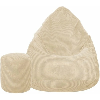 TopKing sedací vak + podnožník XL menčester Lincoln béžový 125 cm