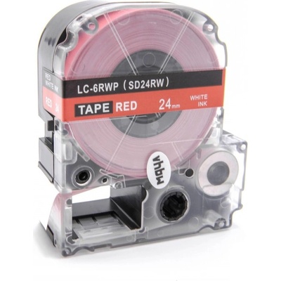 Compatible Epson LC-6RWP, SD24RW, 24mm x 8m, бял печат / червен фон, съвместима лента (LCSD24RW)