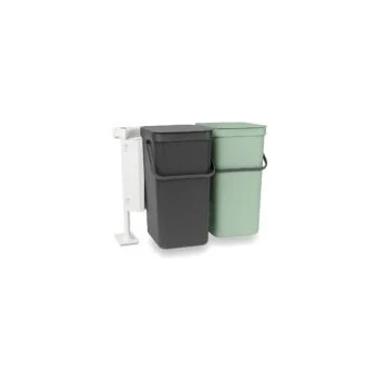 Brabantia Кош за смет за разделно събиране Brabantia Sort& Go 2x16L, Dark Grey & Jade Green (1005518)