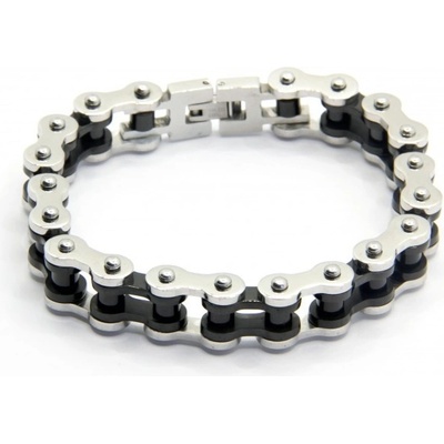 Prosperk náramek ocelový řetěz kolo černostříbrný S0191