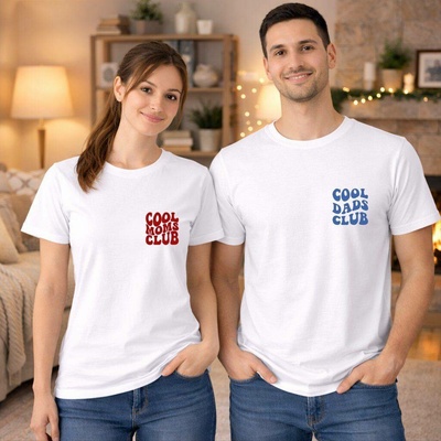 Trička s potiskem COOL CLUB, pro pár Barva: Bílá, Velikosti: On XL Ona XL, Varianta potisku: Na srdci