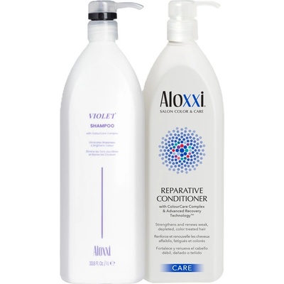 ALOXXI Profesionální vlasová kosmetika Los Angeles Violet šampon 1000 ml a Rekonstrukční kondicionér 1000 ml – Zbozi.Blesk.cz