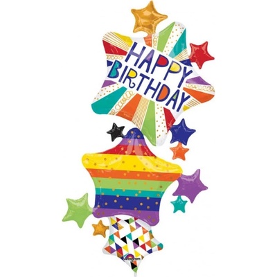 Fóliový balónek “Happy B Day s hvezdičkami” 93x170 cm
